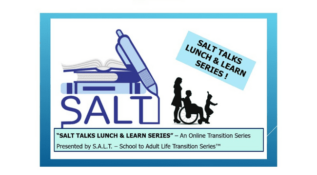 A graphic with books on top of the words SALT TALKS LUNCH AND LEARN SERIES