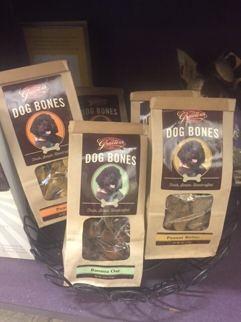 Bags of dog bones from Graeters sitting on a table