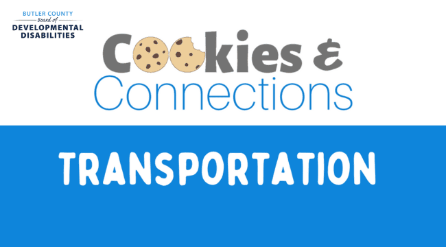 A graphic that reads Cookies and Connections, Transportation.